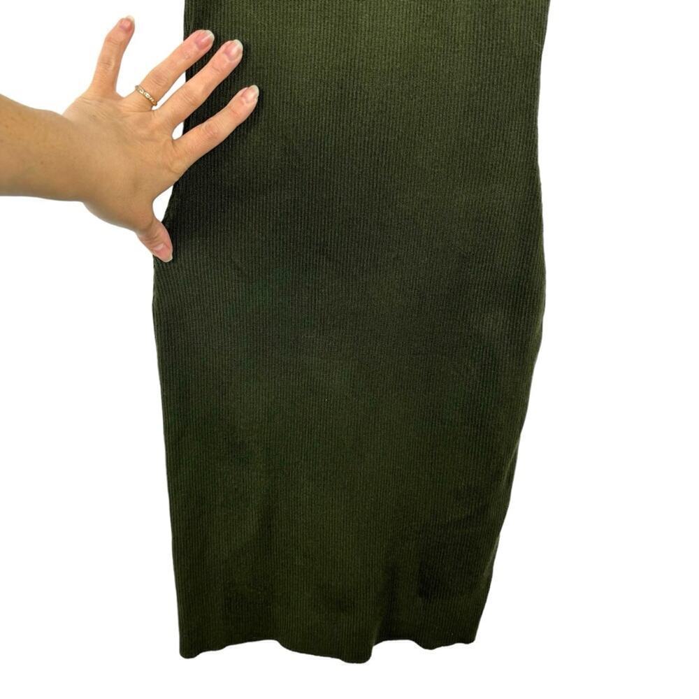 House of Harlow 1960 Sleeveless Mock Neck Ribbed Midi Dress Forest Green Small - Picture 11 of 16